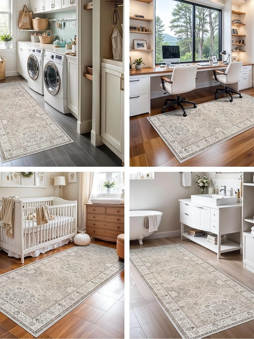 Classic Ivory Floral Runner Rug - Home Accents 2 feet by 6 feet